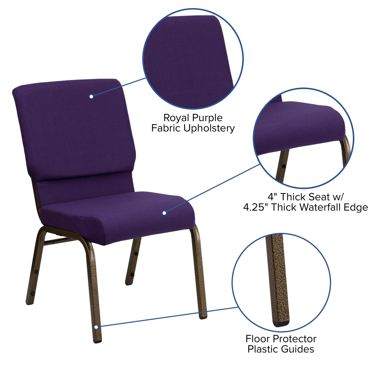 FLASH HERCULES Series Stackable Church Chair 18.5in W