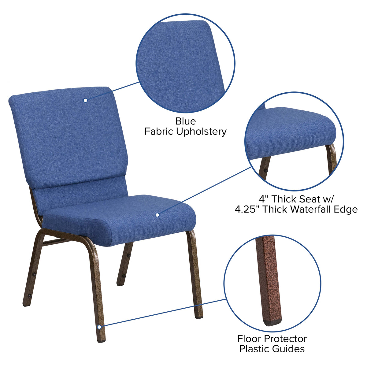 FLASH HERCULES Series Stackable Church Chair 18.5in W