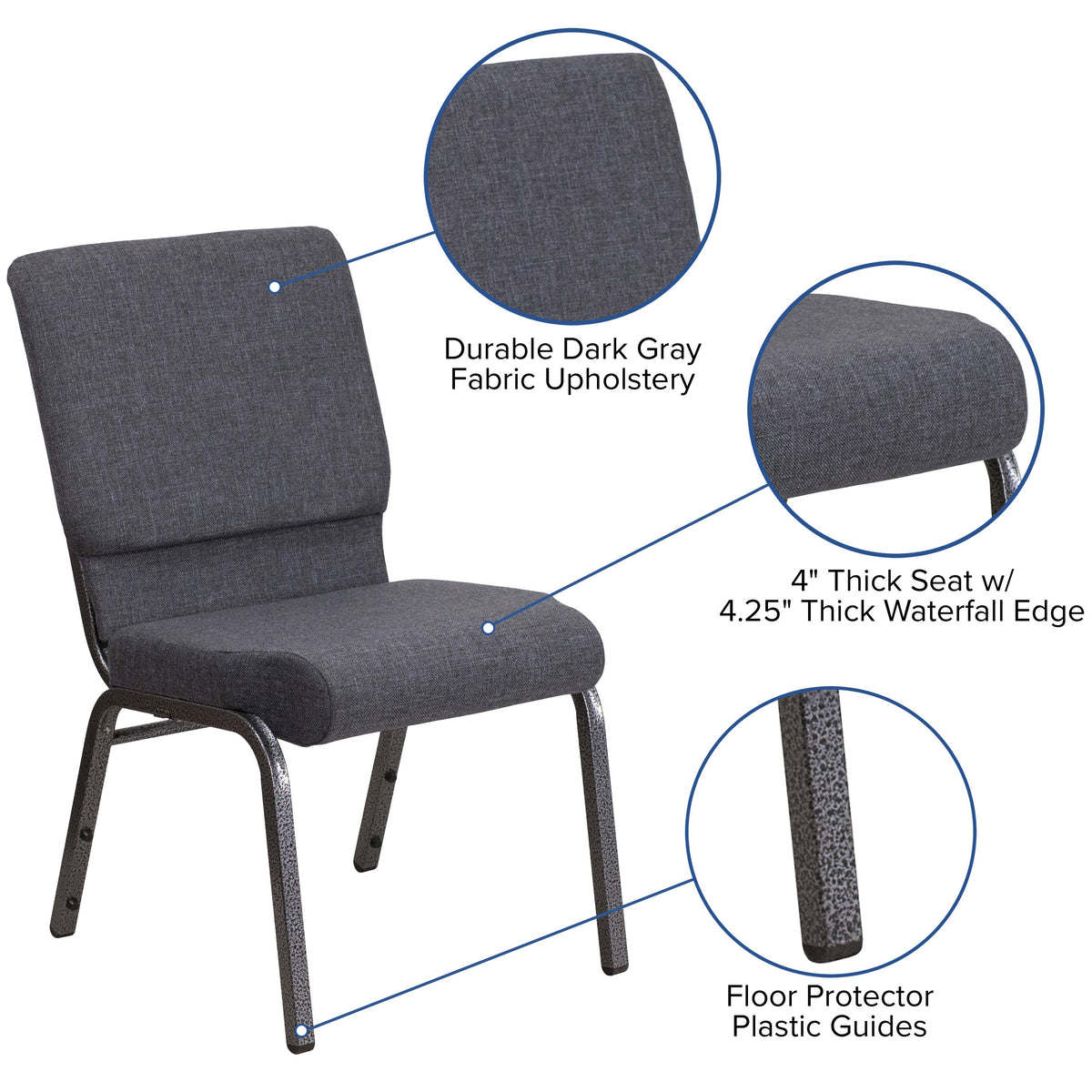 FLASH HERCULES Series Stackable Church Chair 18.5in W