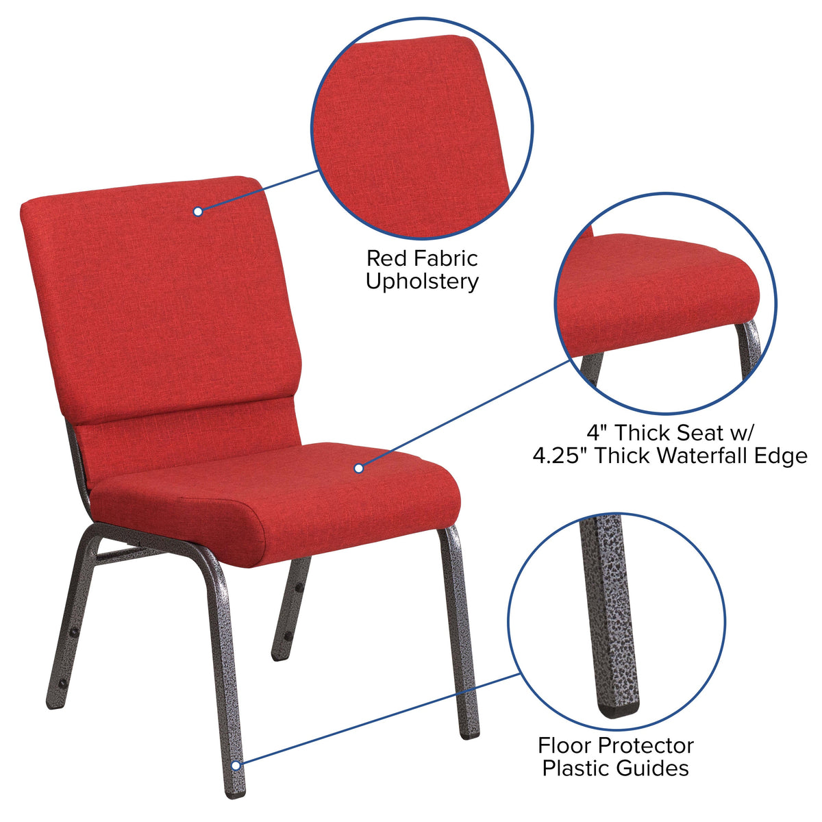 FLASH HERCULES Series Stackable Church Chair 18.5in W