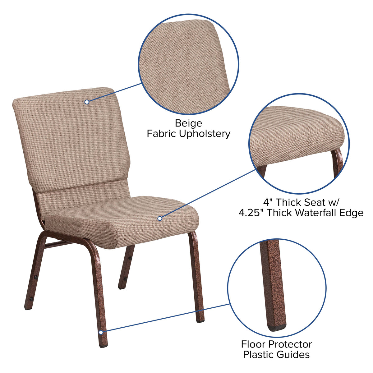 FLASH HERCULES Series Stackable Church Chair 18.5in W