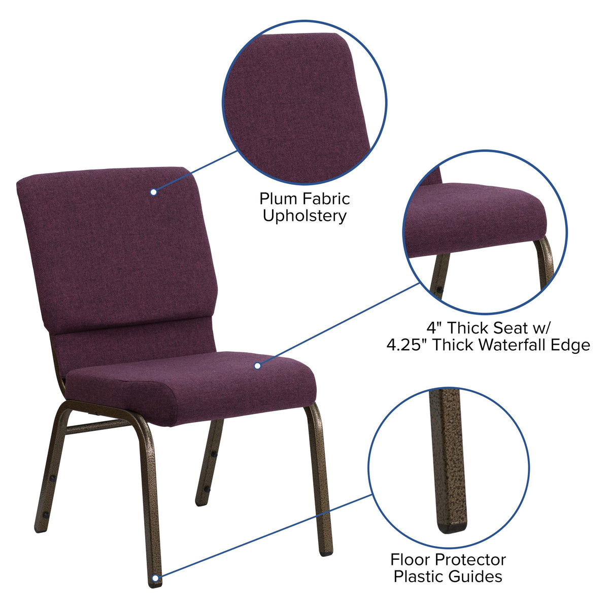 FLASH HERCULES Series Stackable Church Chair 18.5in W