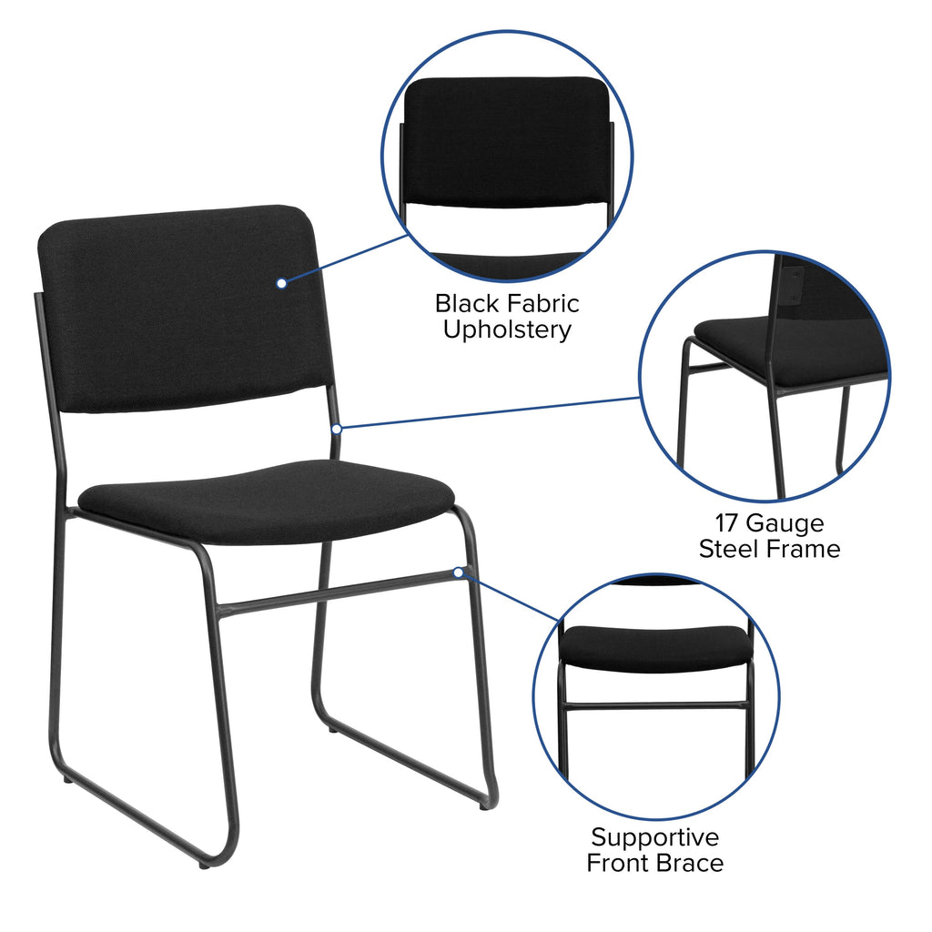 FLASH High Density Stacking Chair with Sled Base 500 lb Gray