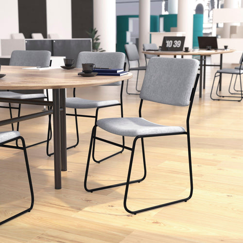 FLASH High Density Stacking Chair with Sled Base 500 lb Gray