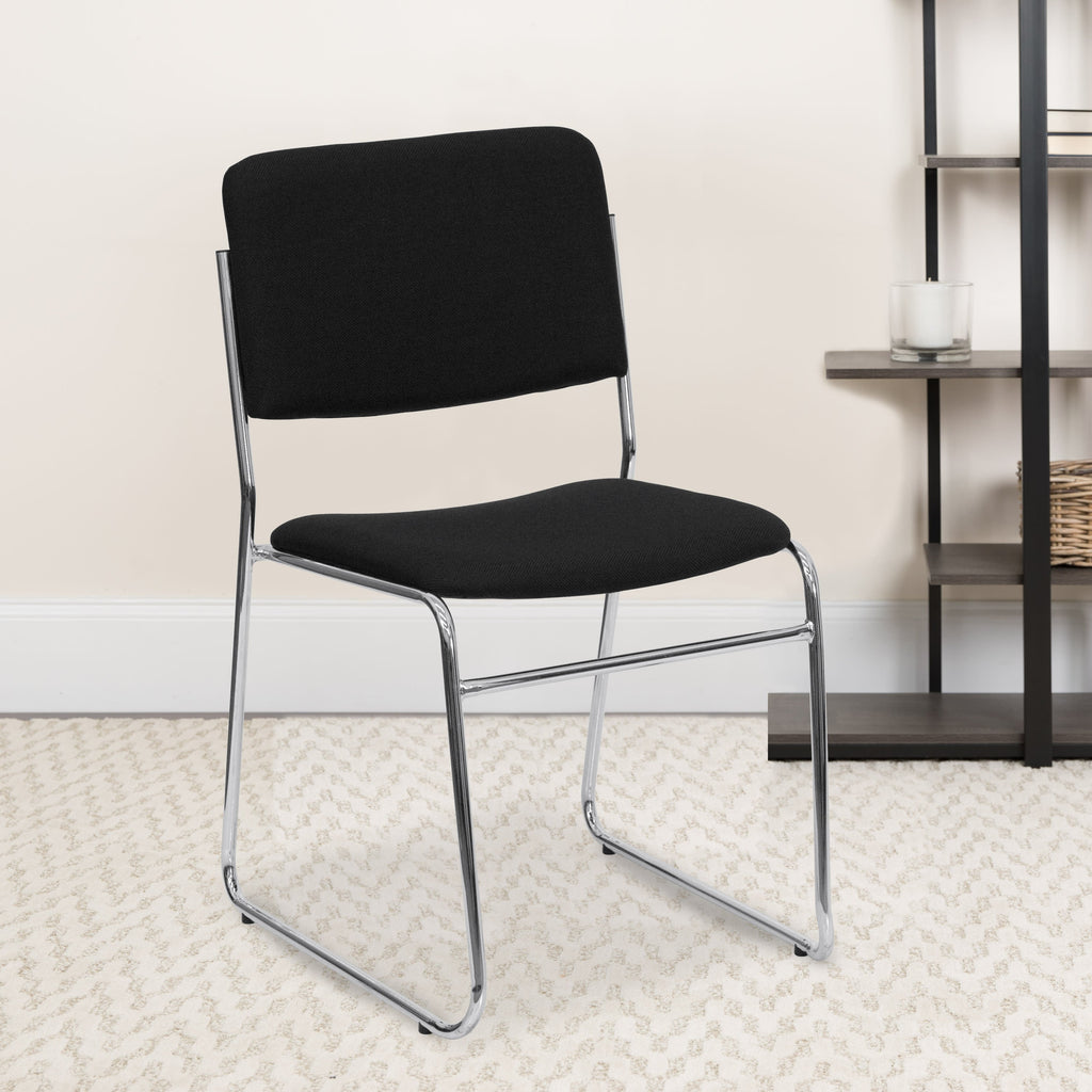 FLASH High Density Stacking Chair with Sled Base 500 lb Gray