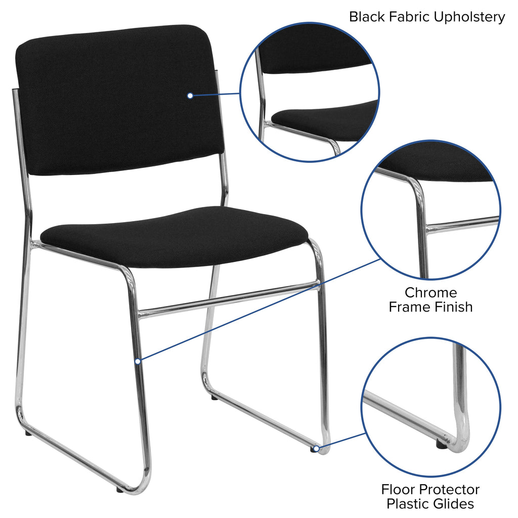 FLASH High Density Stacking Chair with Sled Base 500 lb Gray