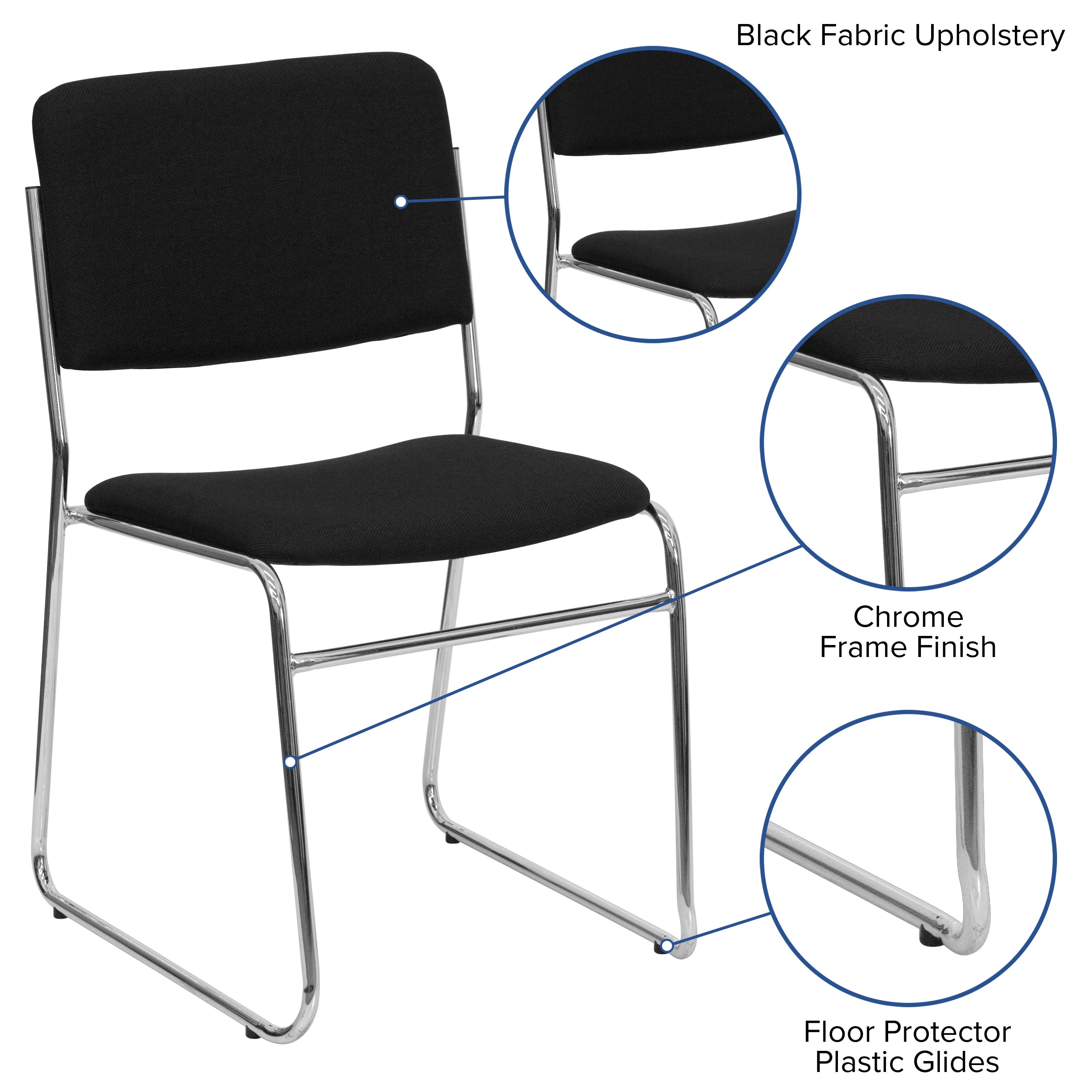 FLASH High Density Stacking Chair with Sled Base 500 lb Gray