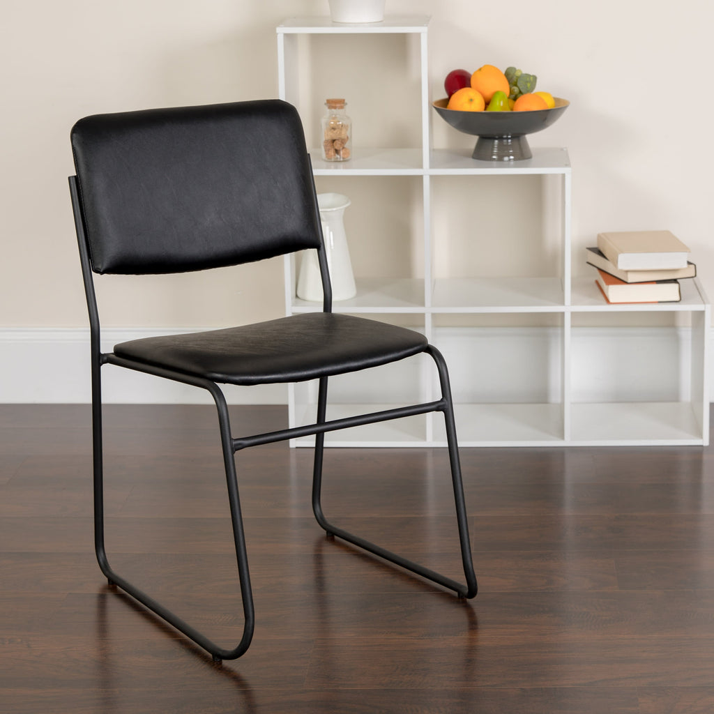FLASH High Density Stacking Chair with Sled Base 500 lb Gray