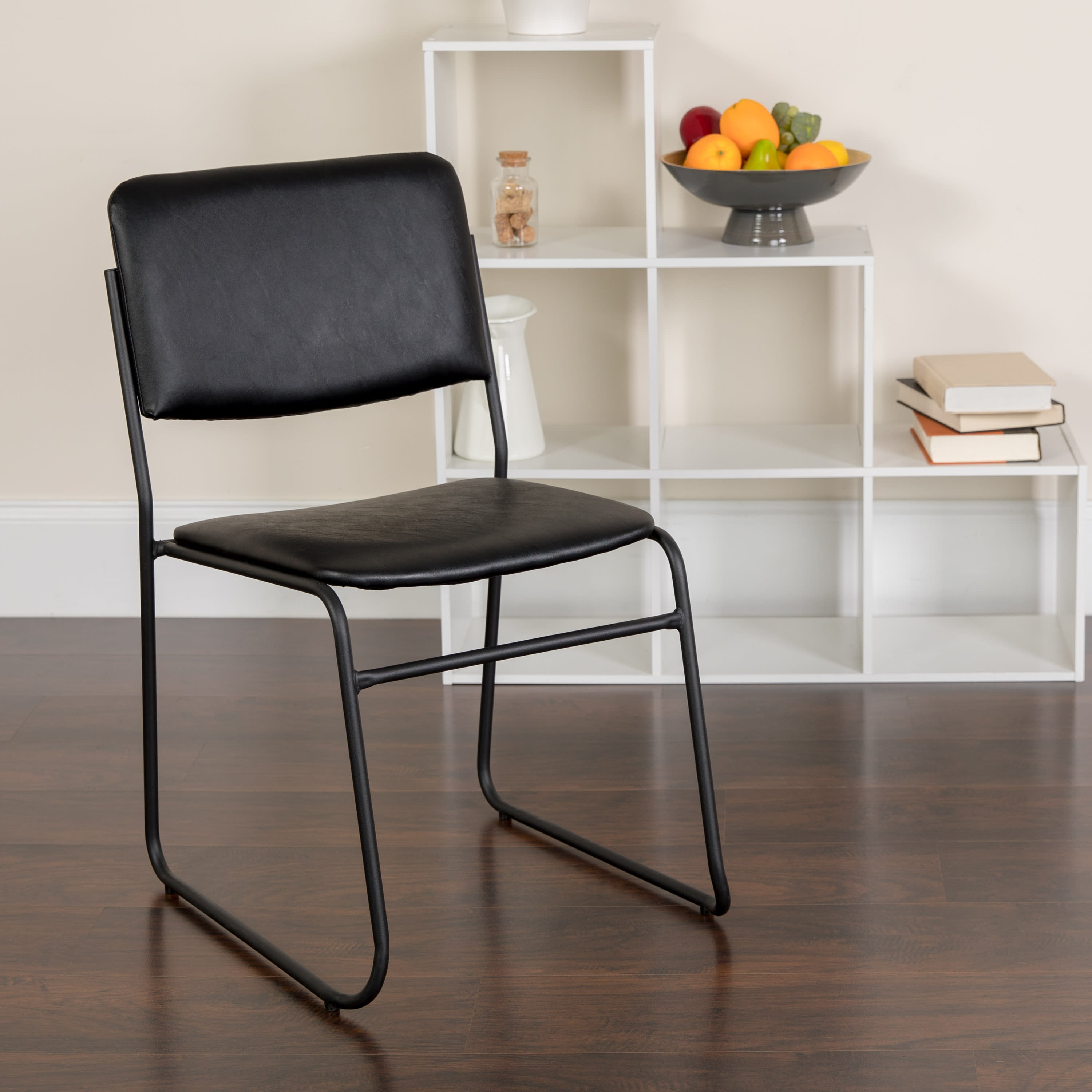 FLASH High Density Stacking Chair with Sled Base 500 lb Gray