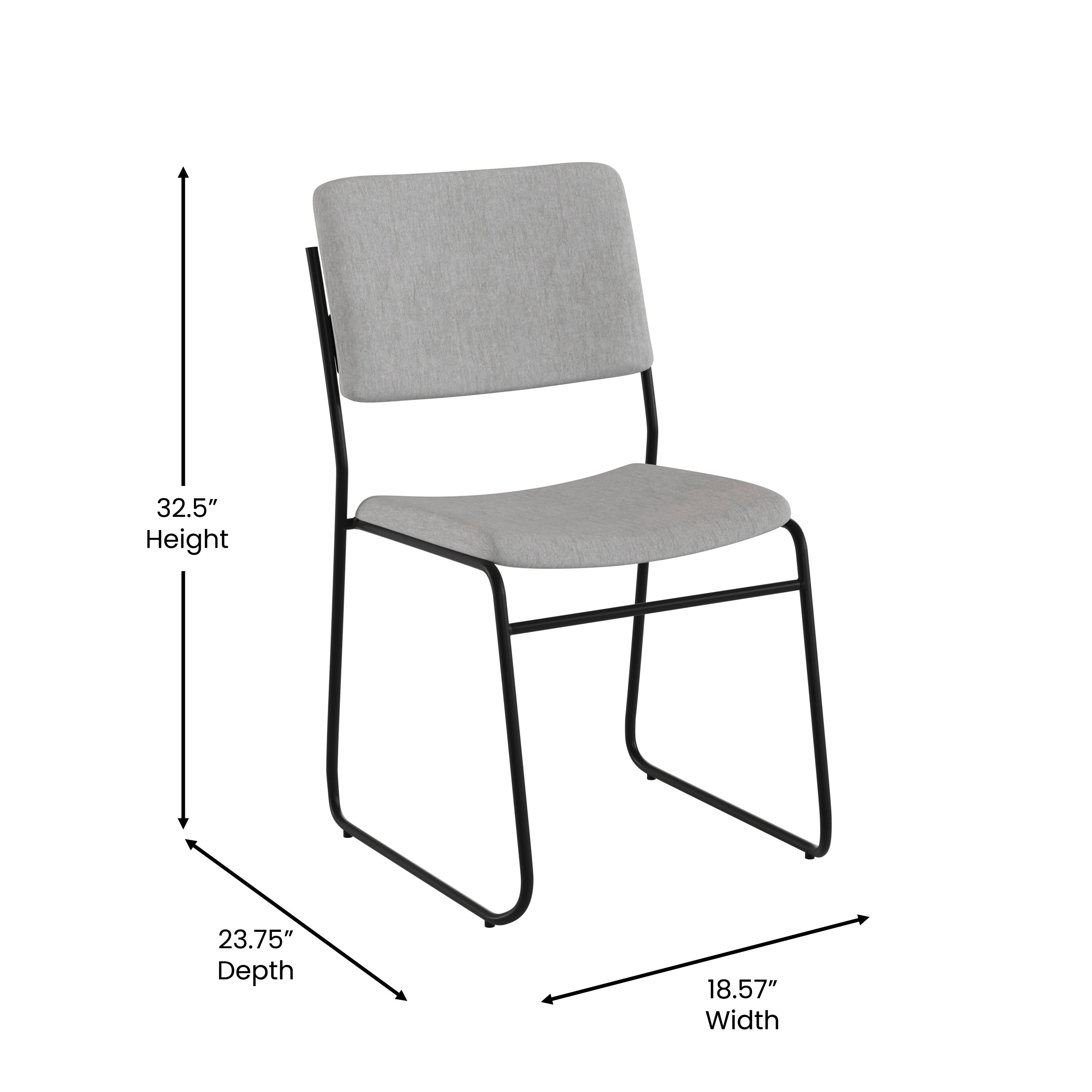 FLASH High Density Stacking Chair with Sled Base 500 lb Gray