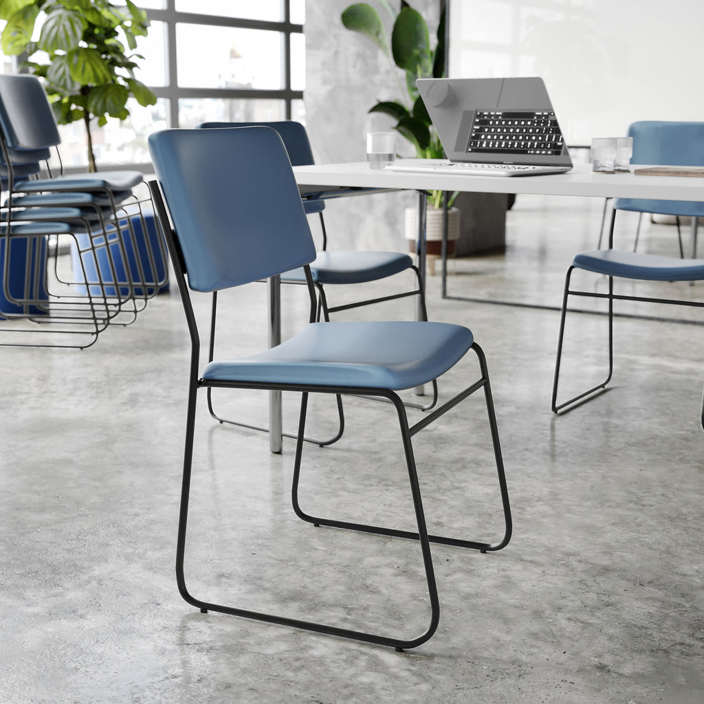 FLASH High Density Stacking Chair with Sled Base 500 lb Gray