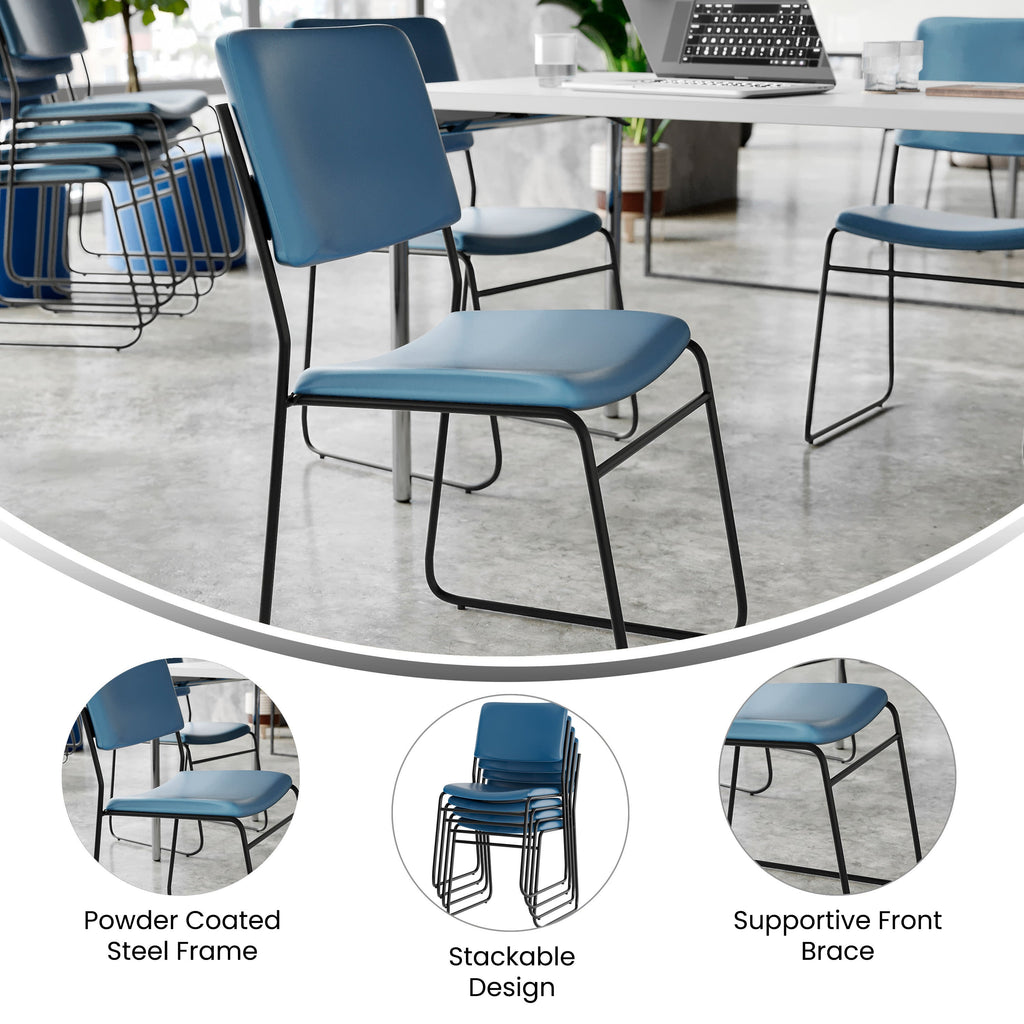 FLASH High Density Stacking Chair with Sled Base 500 lb Gray