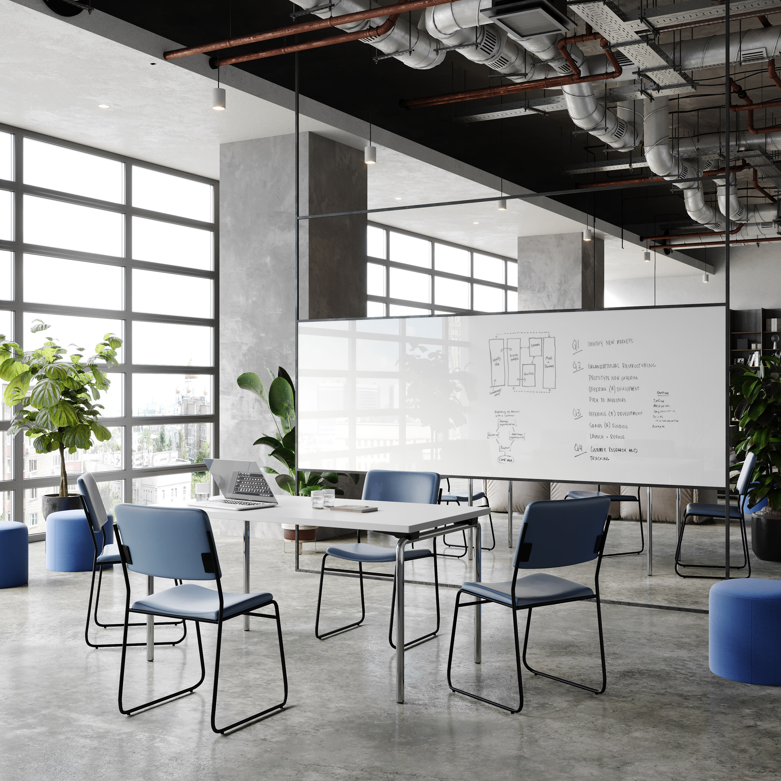 FLASH High Density Stacking Chair with Sled Base 500 lb Gray