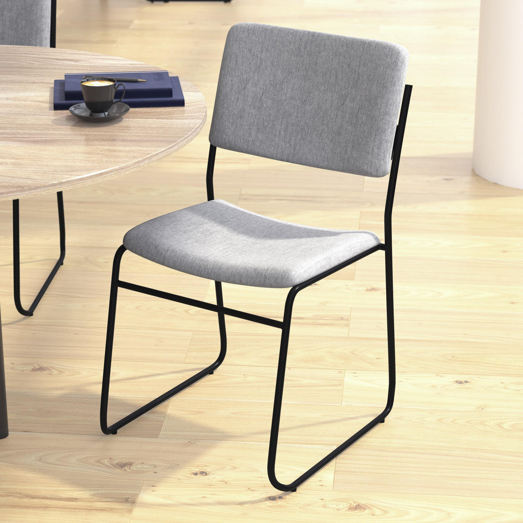 FLASH High Density Stacking Chair with Sled Base 500 lb Gray