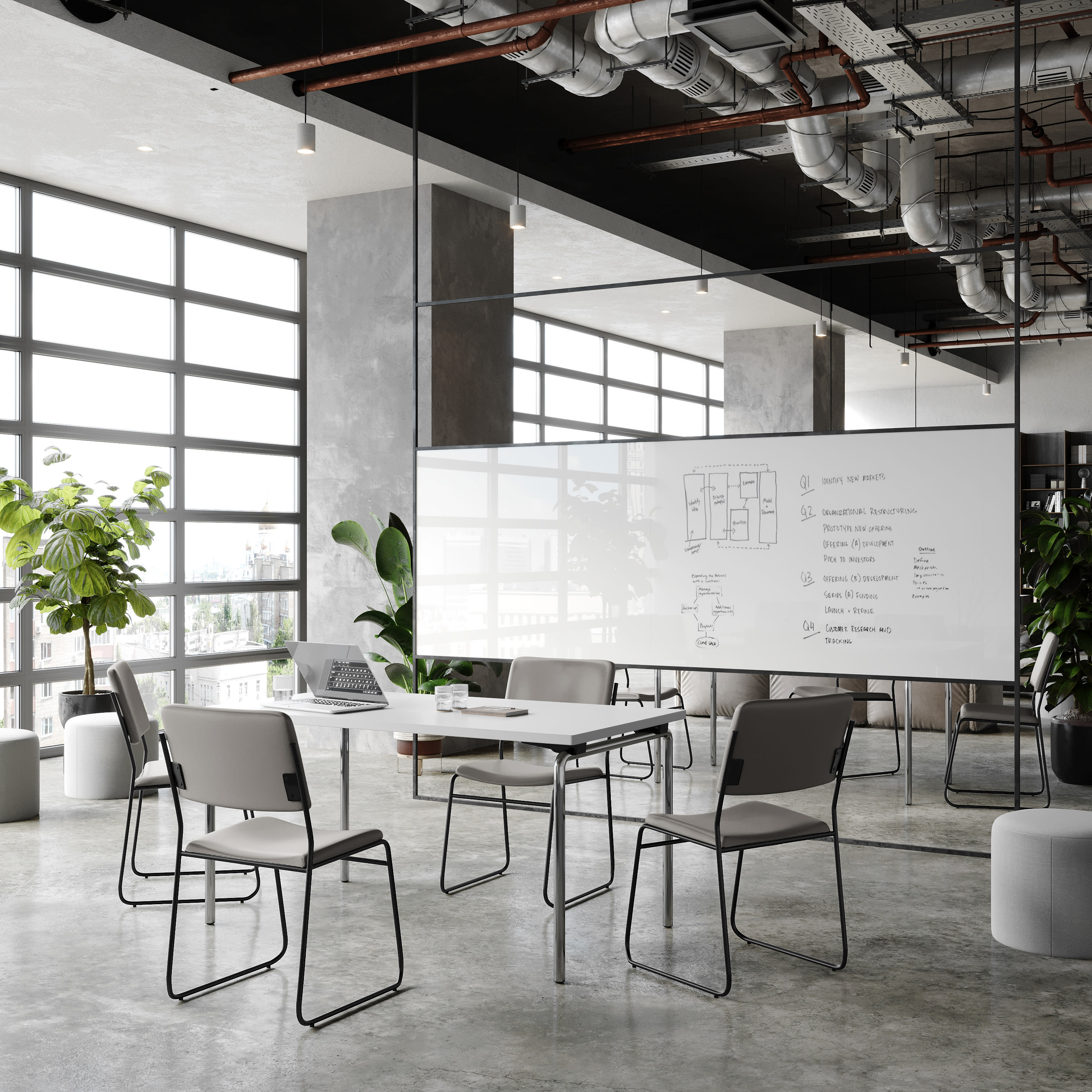FLASH High Density Stacking Chair with Sled Base 500 lb Gray