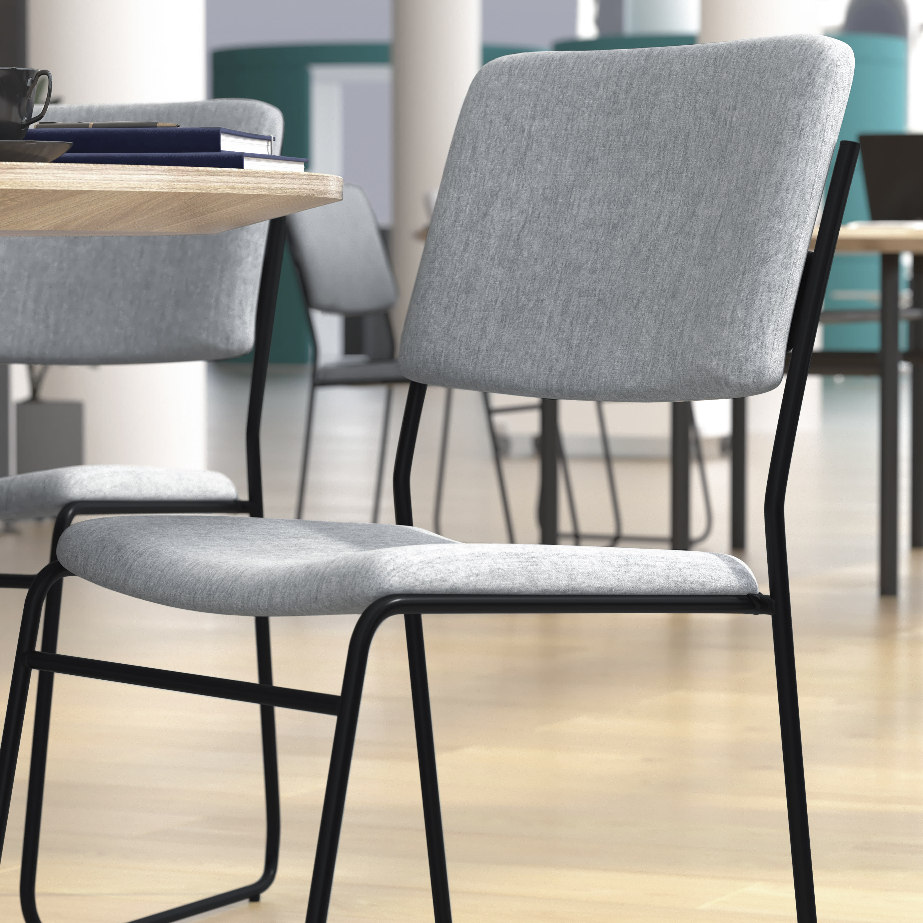 FLASH High Density Stacking Chair with Sled Base 500 lb Gray
