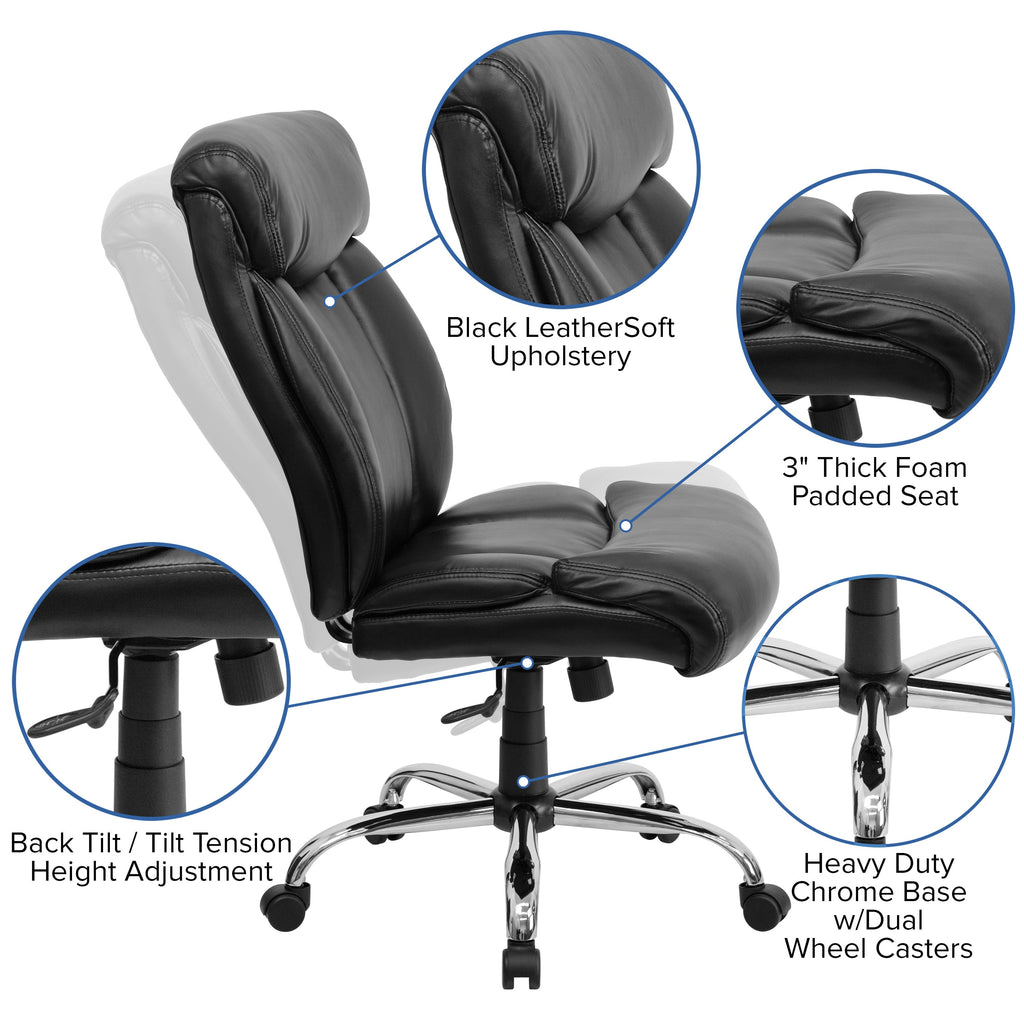 FLASH Hercules Series Big & Tall 400lb High Back Executive Office Chair Black Fabric